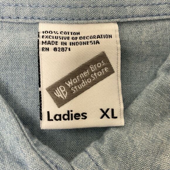 Vtg 1998 Warner Bros Studios Womens XL Embroidered Looney Tunes Christmas Shirt - Picture 3 of 7